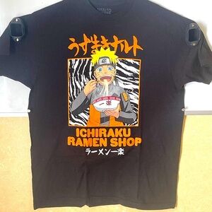 NARUTO SHIPPUDEN Mens XL Ichiraku Ramen Shop Black Graphic‎ Short Sleeve Tee